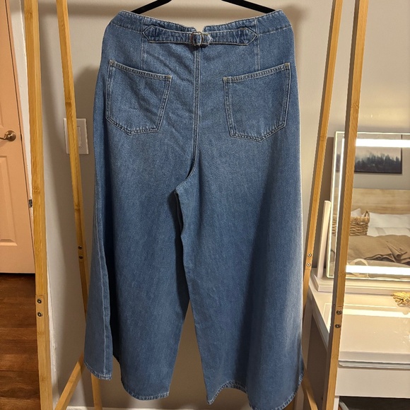 New Anthropologie Corset High Rise Baggy Culotte Jeans sz 33Tall Cropped Flared - Picture 11 of 15